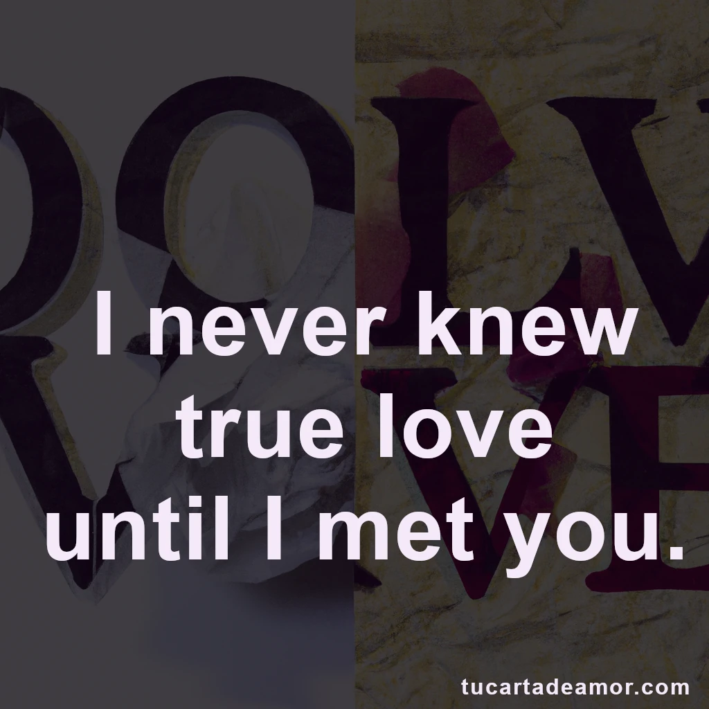 I never knew true love until I met you.